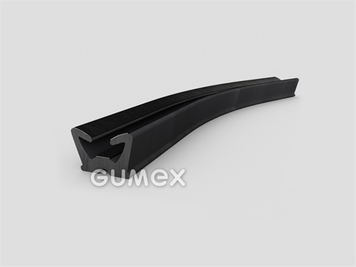 "U" Gummiprofil mit Samt, 13x19/5mm, Länge 4000mm, 70°ShA, EPDM, -40°C/+100°C, schwarz, 